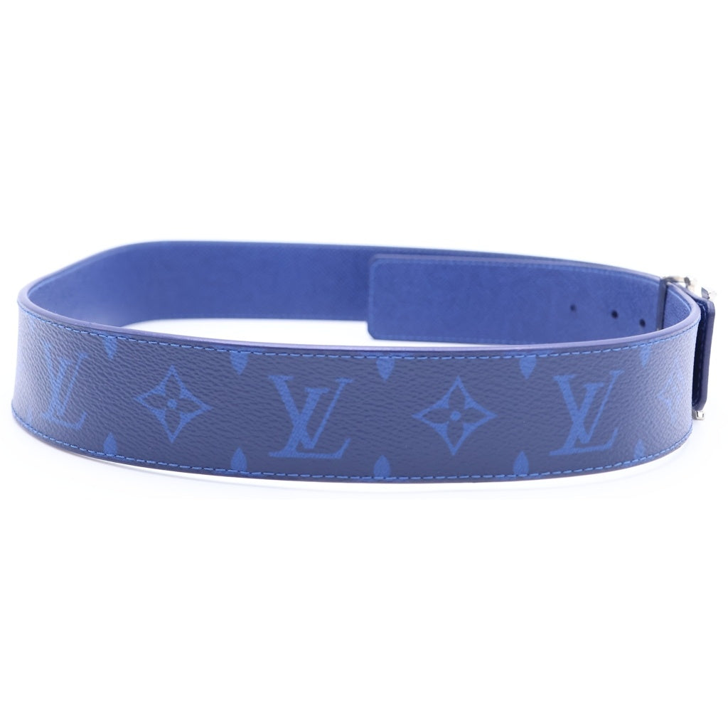 LOUIS VUITTON(ルイヴィトン) モノグラム コバルト LV サンチュール レザーベルト ブルー 90/36 M0159 シルバー金具 レディース