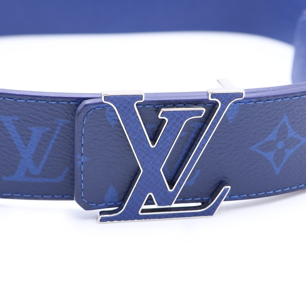 LOUIS VUITTON(ルイヴィトン) モノグラム コバルト LV サンチュール レザーベルト ブルー 90/36 M0159 シルバー金具 レディース