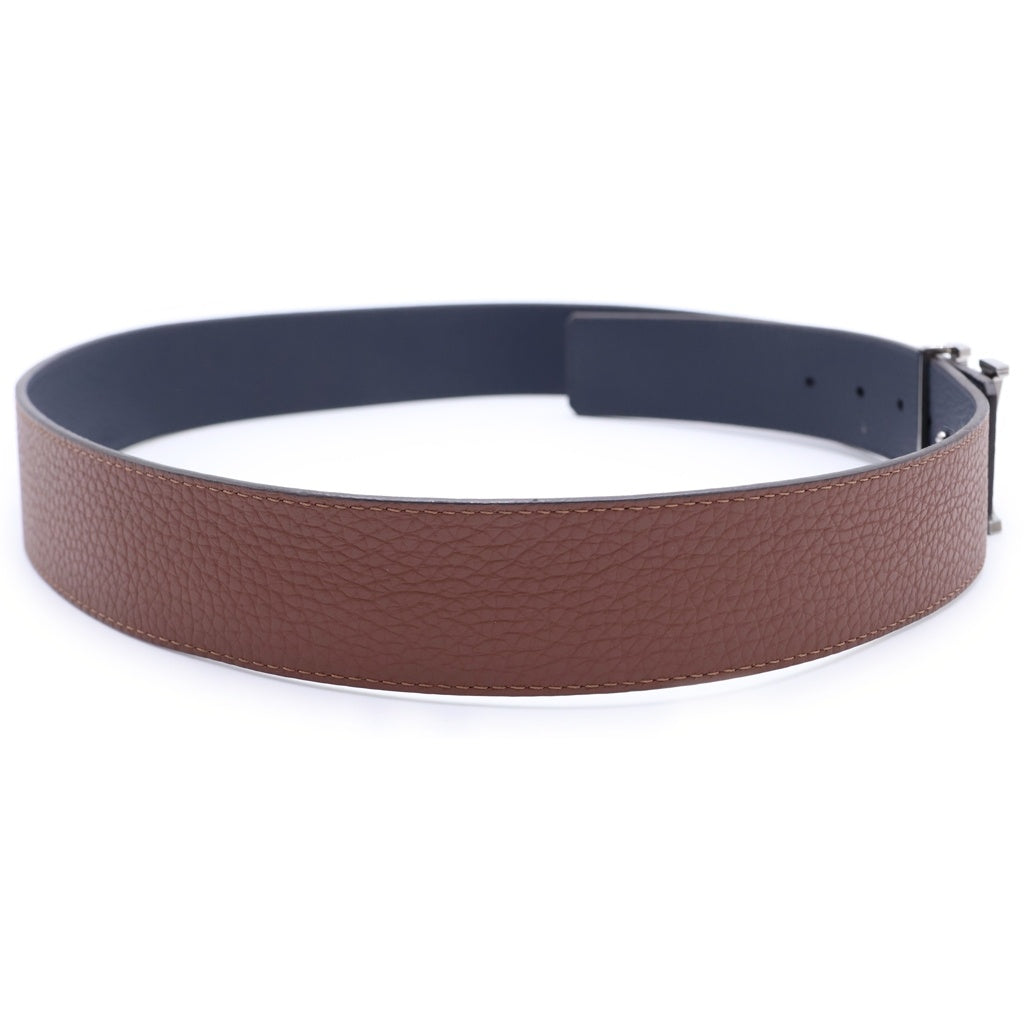 LOUIS VUITTON(ルイヴィトン) LVティルト リバース レザーベルト ネイビー×ブラウン 95/38 M0027 シルバー金具