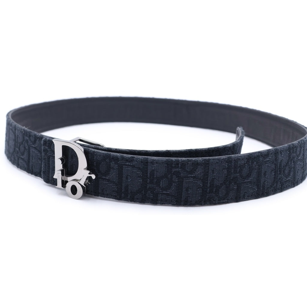 Christian Dior(クリスチャンディオール) オブリーク レザーベルト ブラック 90/36 ガンメタ金具