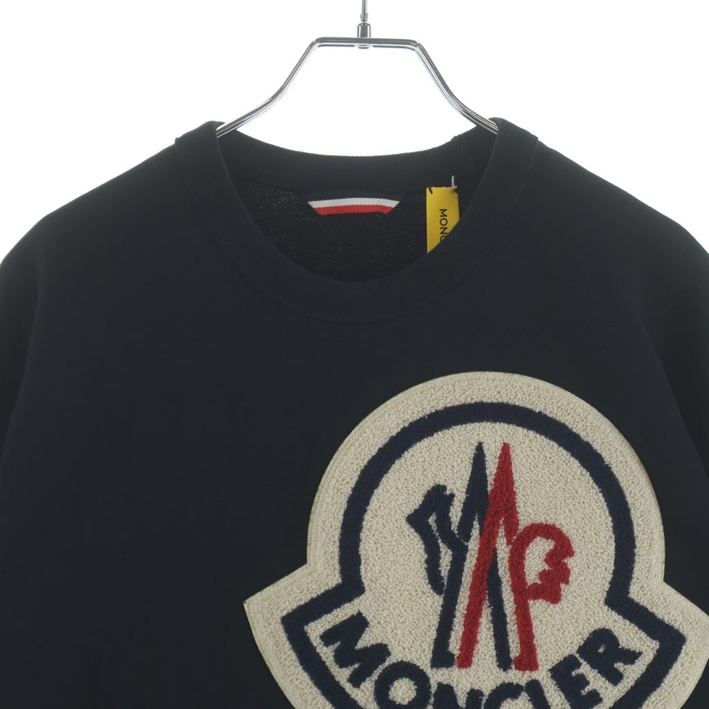 MONCLER(モンクレール) 19AW ワッペンロゴ クルーネック プルオーバースウェット トレーナー ブラック E10918045200 80985