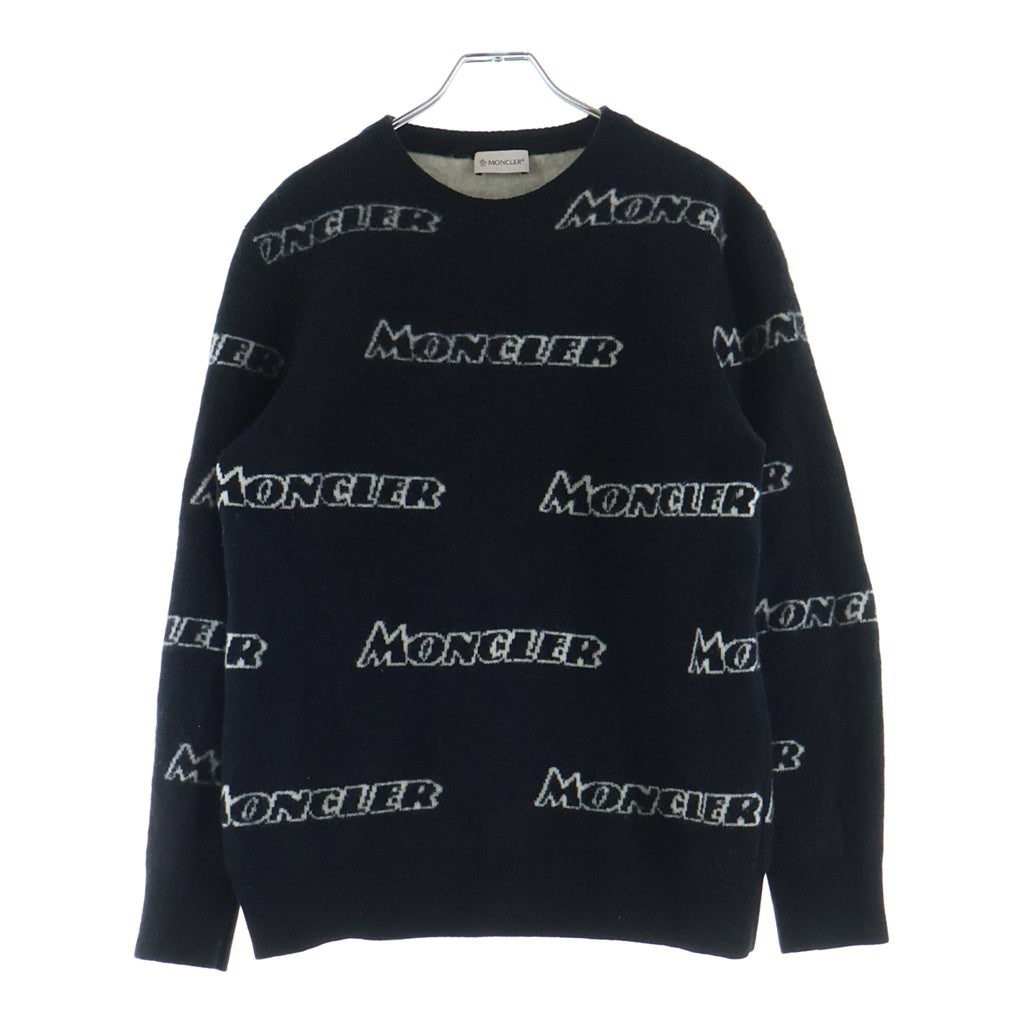 MONCLER(モンクレール) 19AW ロゴジャガード クルーネック 長袖ニット セーター ブラック E20919043600 A9138