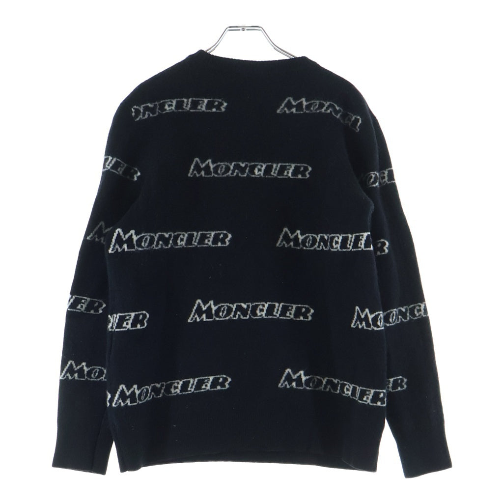 国内正規品 MONCLER モンクレール ニット セーター ブラック M 美品 MONCLER(モンクレール) 19AW ロゴジャガード クルーネック 長袖ニット