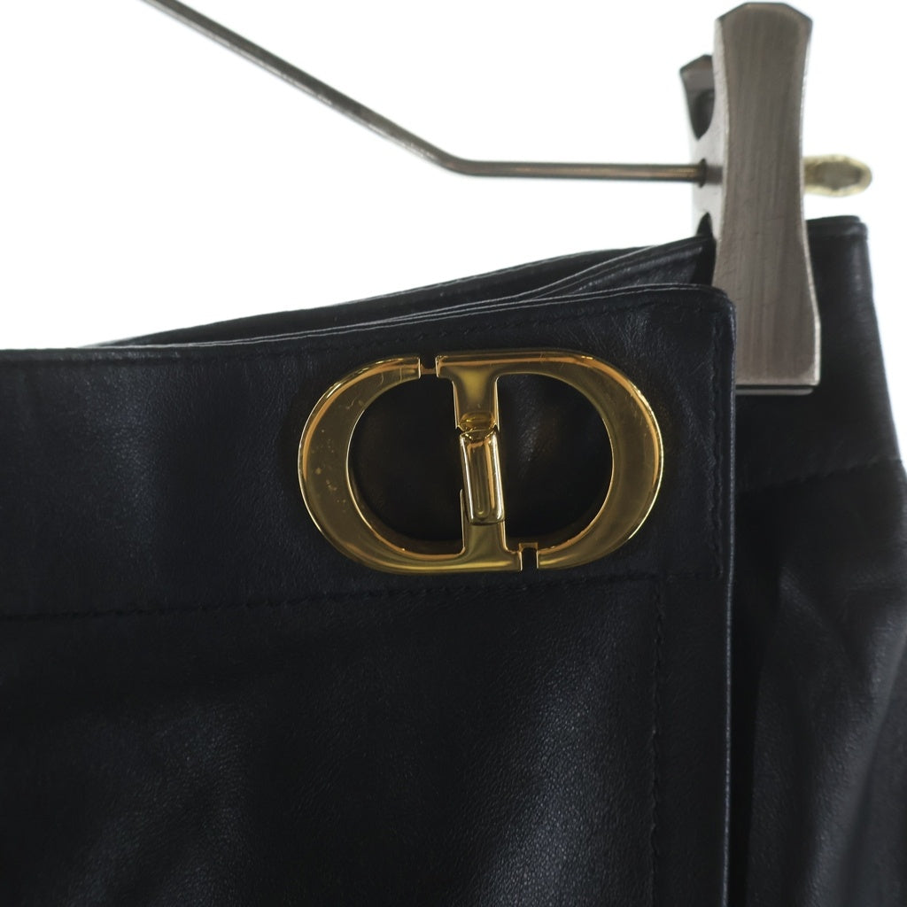 Christian Dior(クリスチャンディオール) CDバックル ラムレザー ラップデザイン ハーフ ショート パンツ ショーツ キュロット ブラック レディース 045P45AL015