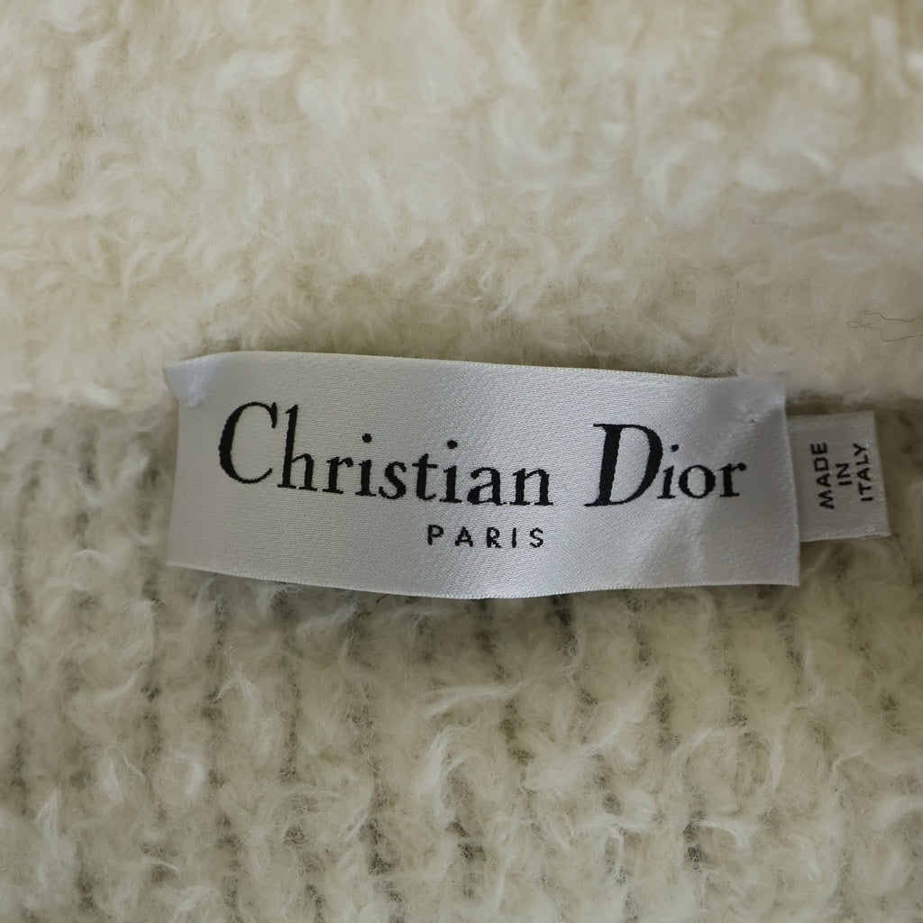 Christian Dior(クリスチャンディオール) CARO カロ ウールブレンド フリースニット ジャケット ホワイト レディース 214V44AM114