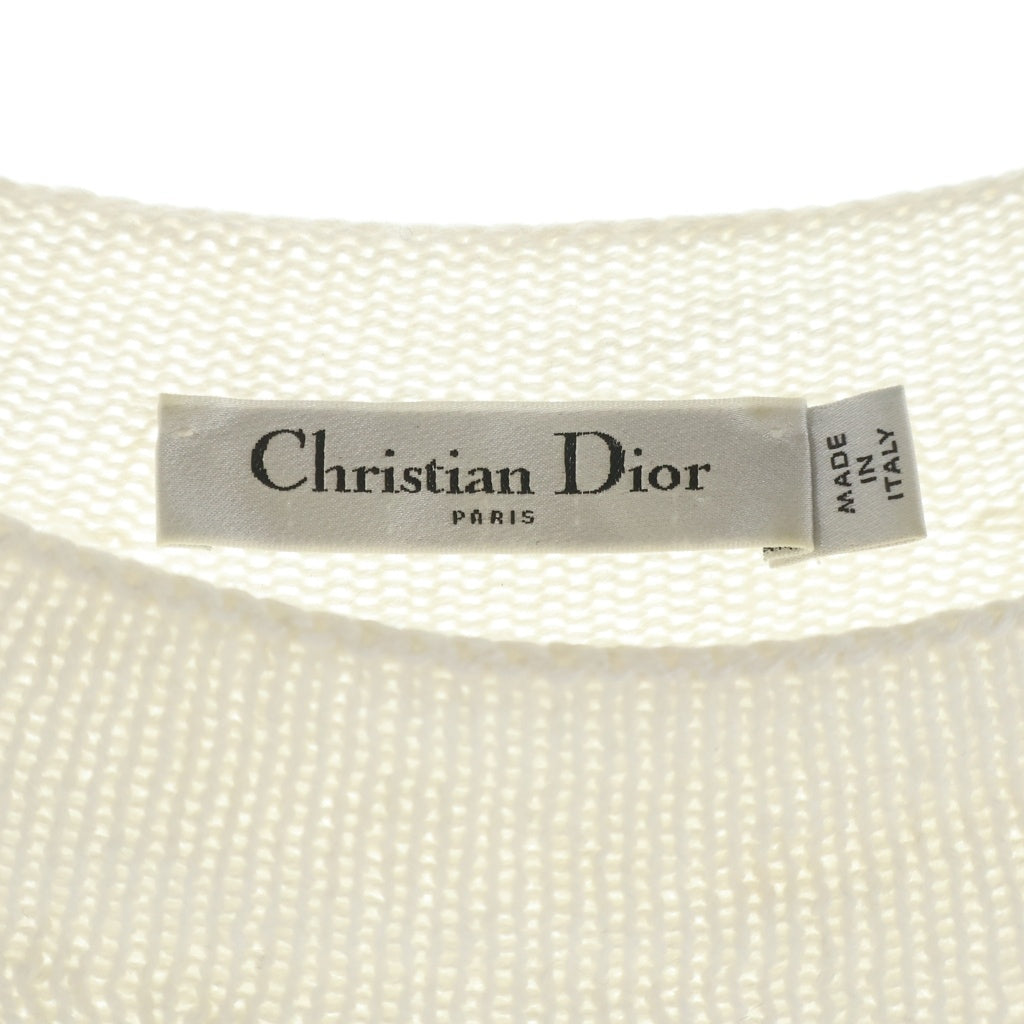 Christian Dior(クリスチャンディオール) 24AW カシミヤ ロゴ刺繍 ボトルネック 長袖ニット セーター アイボリー レディース 414S94AM064