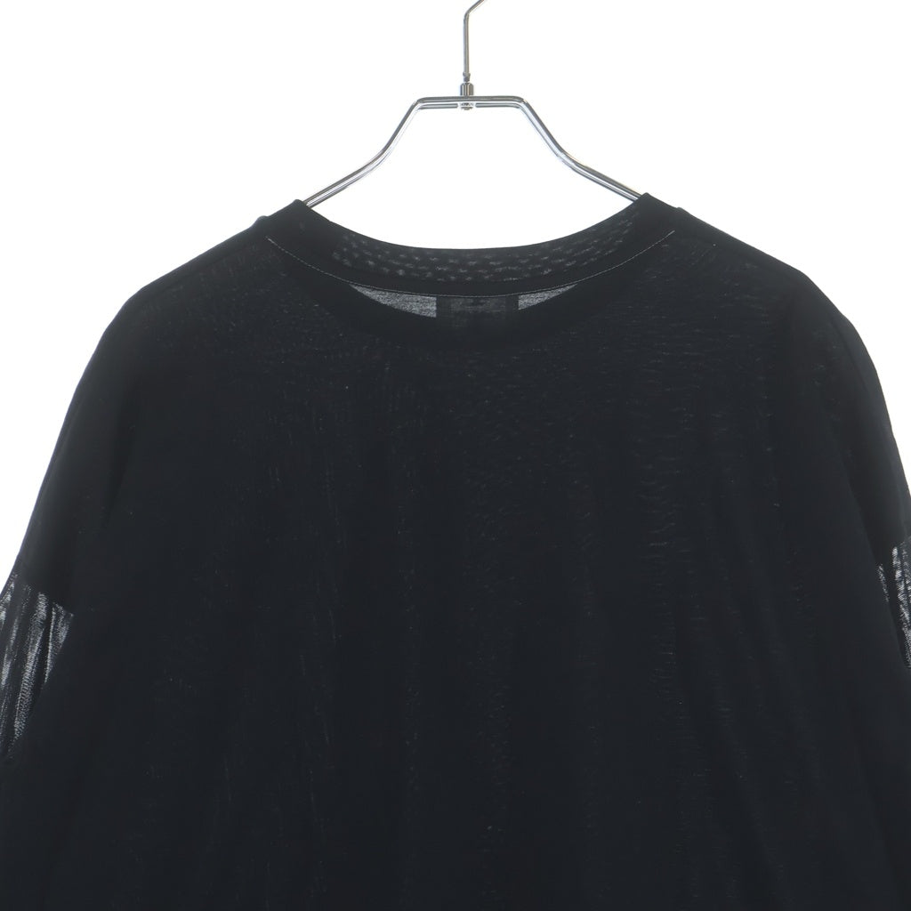 LANVIN(ランバン) アーム シアー切り替え サイドスリット クルーネック 長袖Tシャツカットソーブラック 3336719 レディース