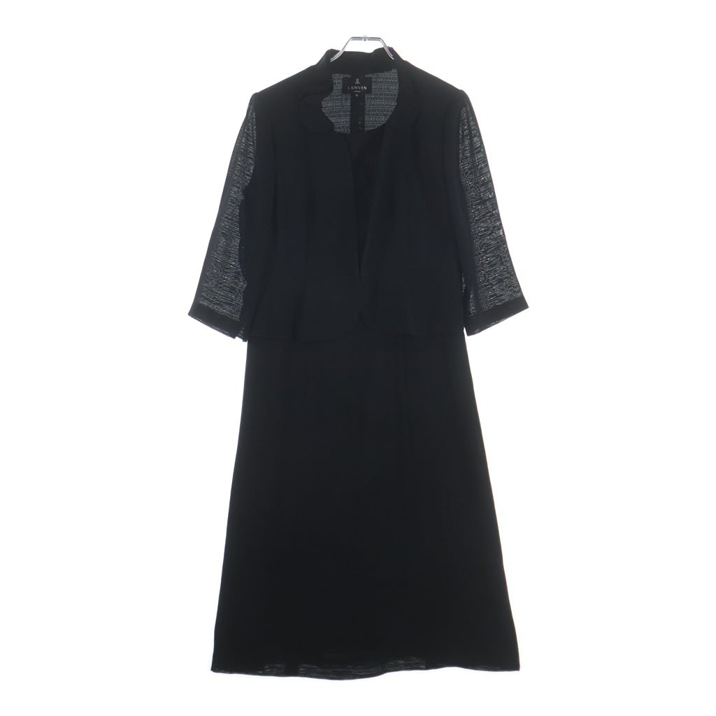 LANVIN(ランバン) フォーマル レイヤードデザイン 長袖 ドレス ワンピース ブラック 0771514 レディース