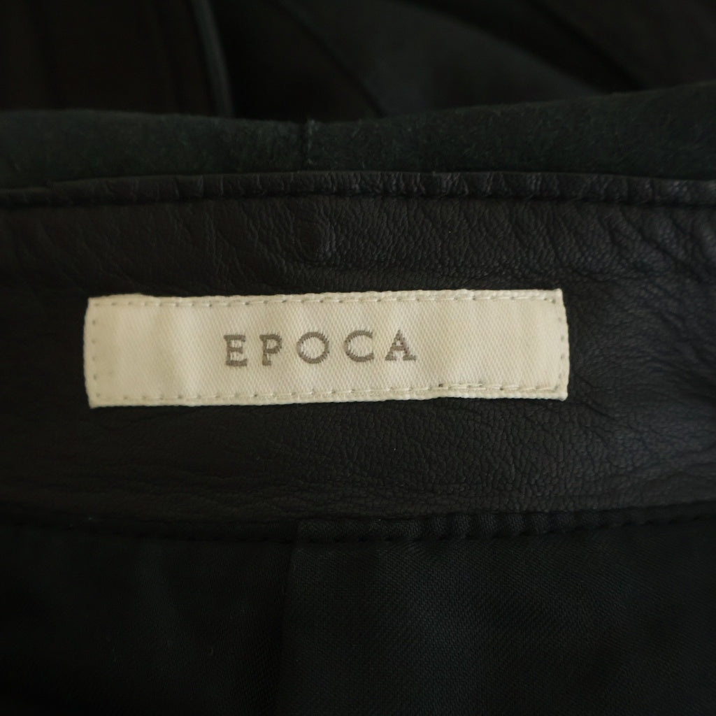EPOCA(エポカ) フーデッド ジップアップ シープレザージャケット レディース ブラック M5E02-408-09