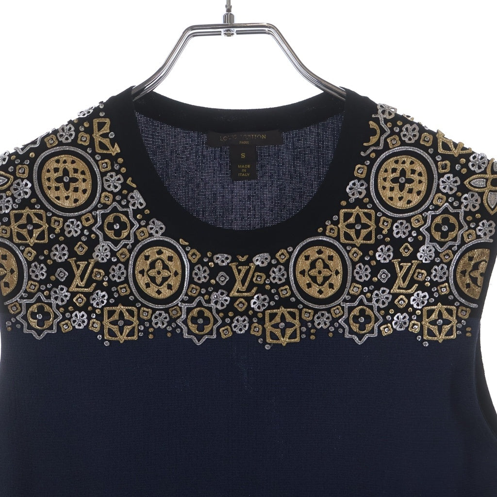 LOUIS VUITTON(ルイヴィトン) モノグラム ノースリーブ ワンピース ネイビー #S RW162W ONJ FAKD16 レディース