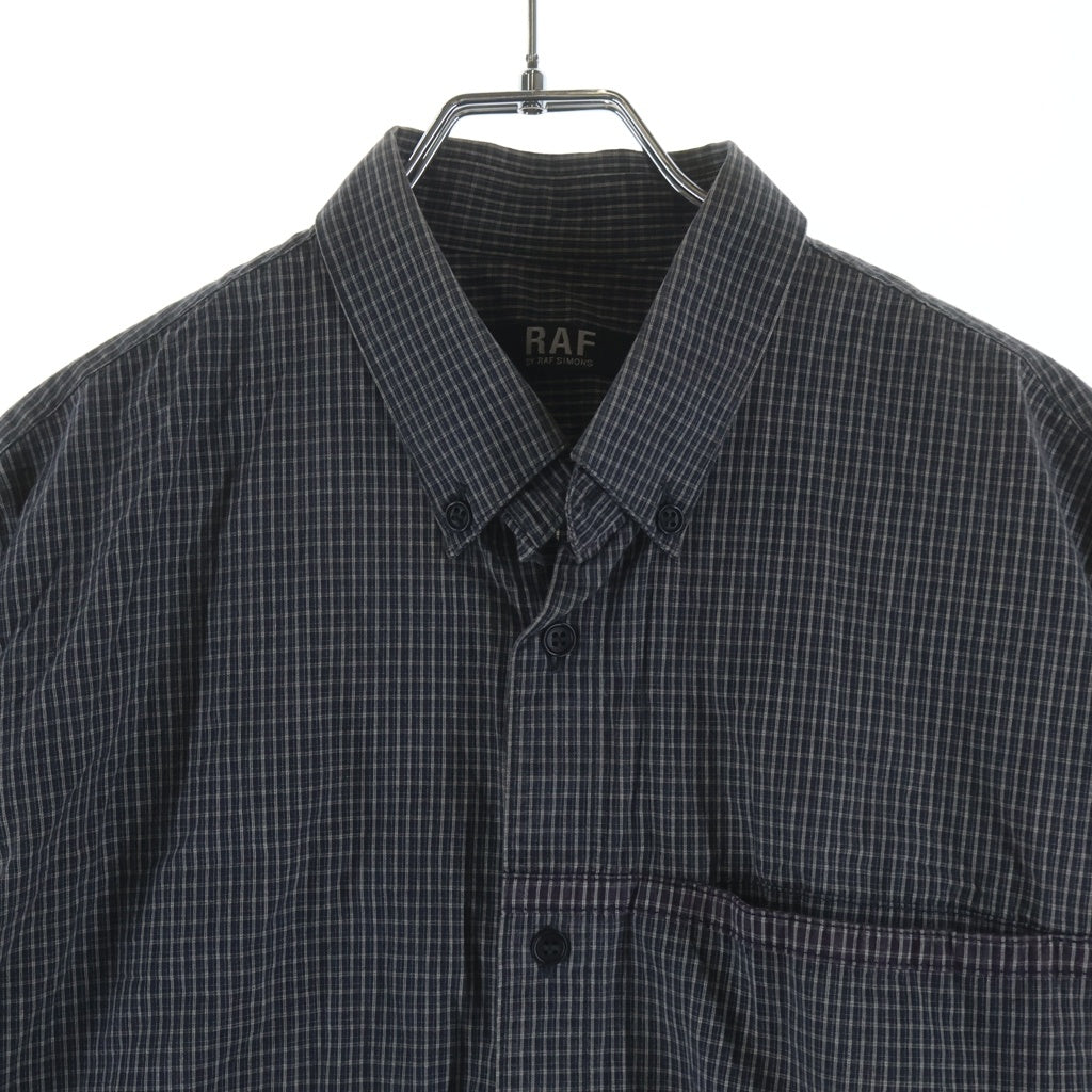RAF BY RAF SIMONS(ラフ バイ ラフシモンズ) 半袖チェックシャツ ネイビー #M