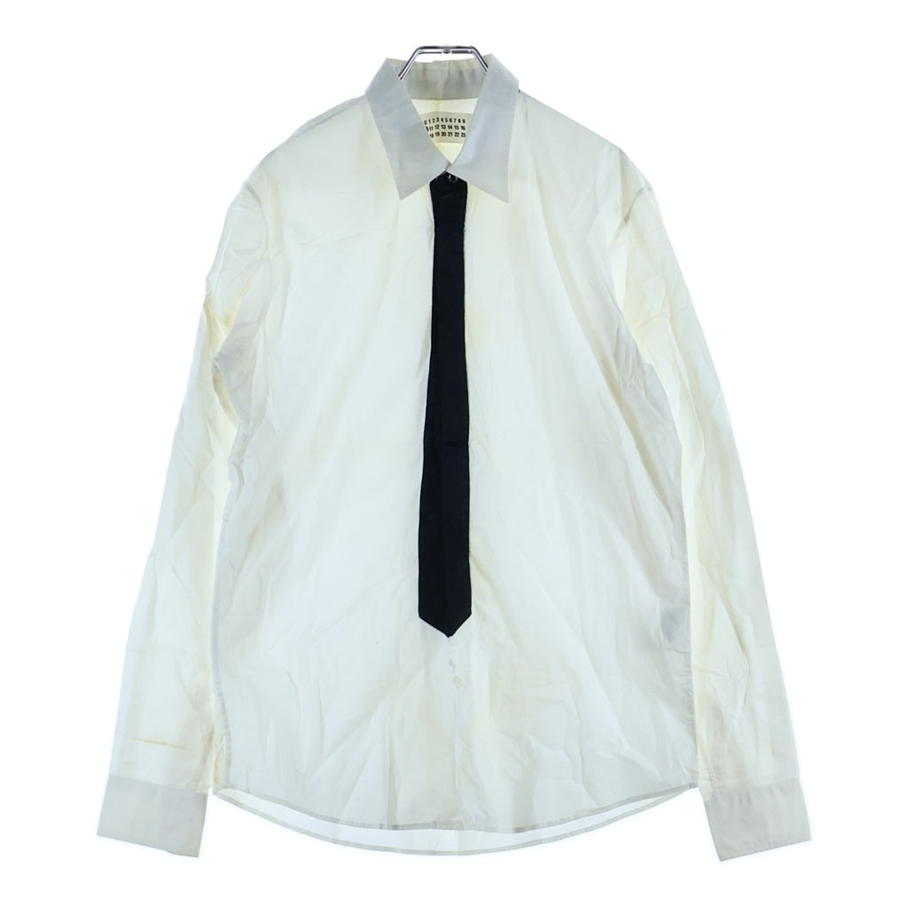 Maison Martin Margiela(メゾンマルタンマルジェラ) 08SS ここのえタグ ネクタイ切り替え 長袖シャツ ホワイト/ブラック 30 DL066