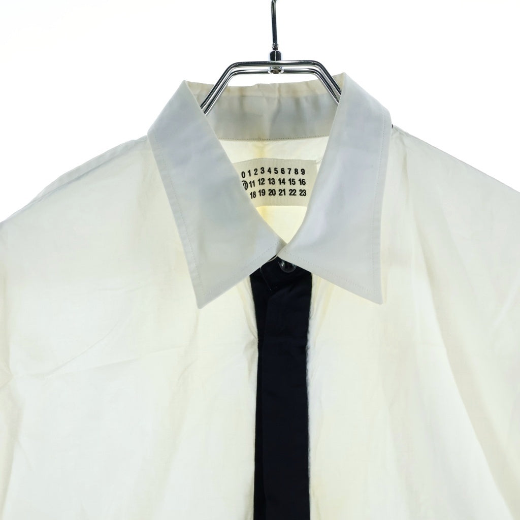 Maison Martin Margiela(メゾンマルタンマルジェラ) 08SS ここのえタグ ネクタイ切り替え 長袖シャツ ホワイト/ブラック 30 DL066