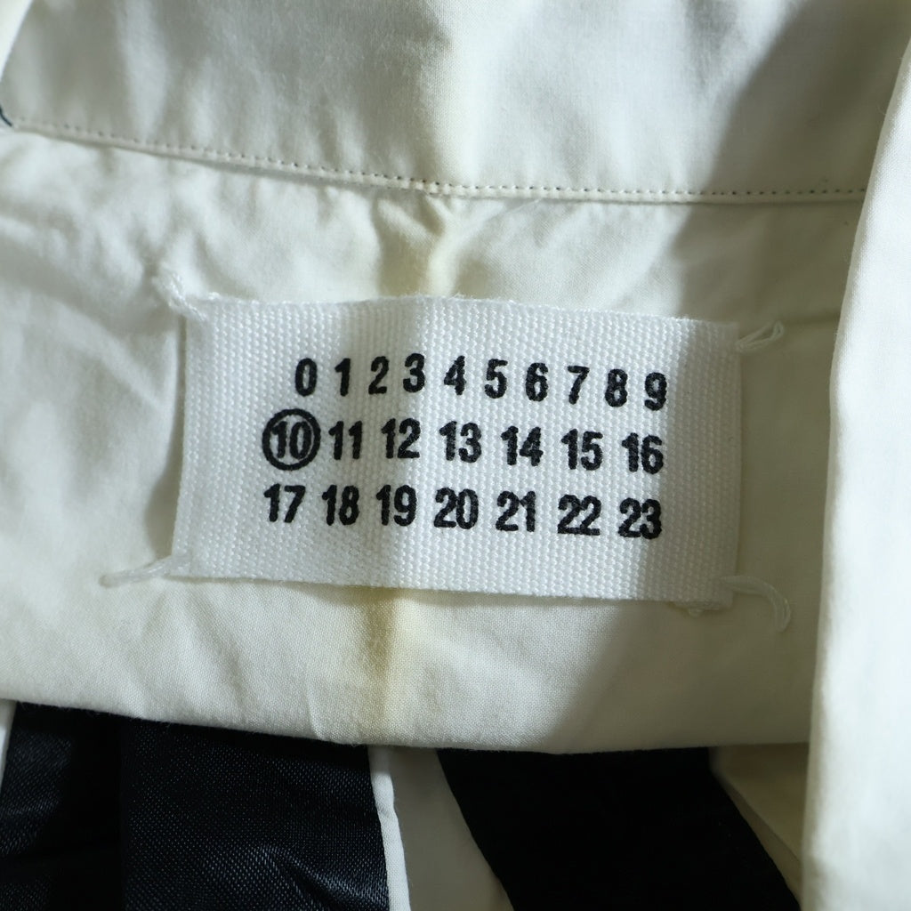 Maison Martin Margiela(メゾンマルタンマルジェラ) 08SS ここのえタグ ネクタイ切り替え 長袖シャツ ホワイト/ブラック 30 DL066