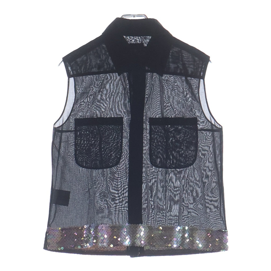 CHANEL(シャネル) スパンコール シアー ノースリーブブラウス ブラック #38 P14685W02592 レディース