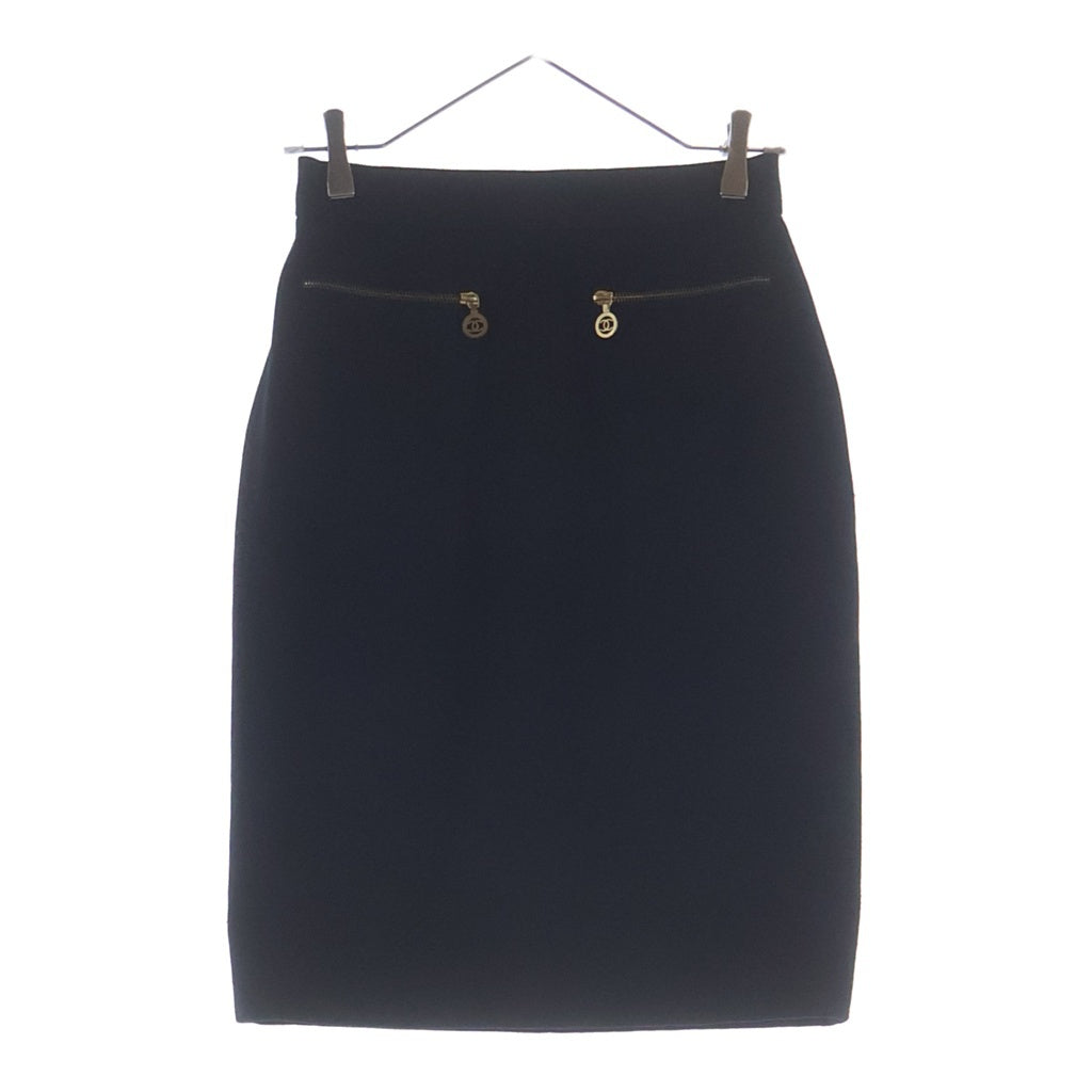 CHANEL(シャネル) ウール ジップひざ丈スカート ブラック #36 レディース