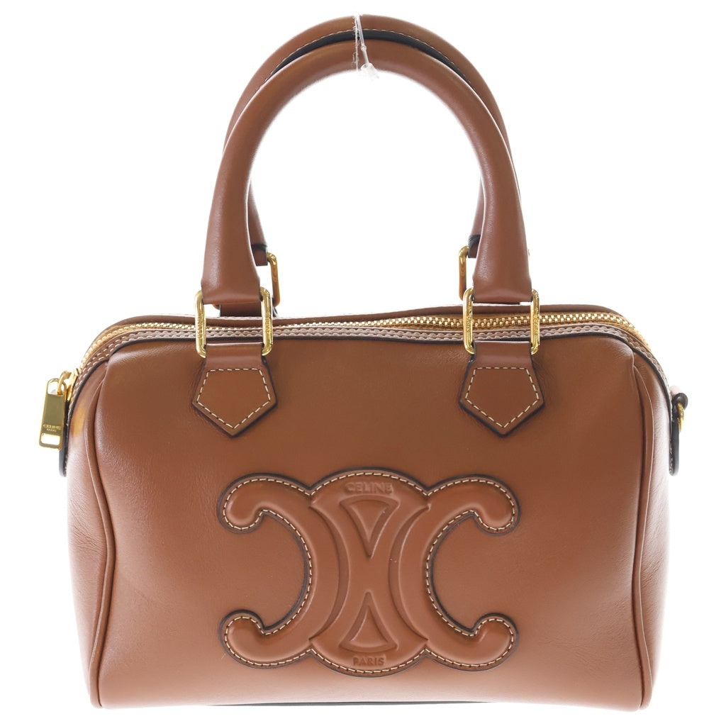 CELINE(セリーヌ) セリーヌ ミニボストンバッグ ハンドバッグ キュイル ショルダーバッグ 2WAYバッグ ブラウン レザー タン ブラウン ゴールド金具 レディース