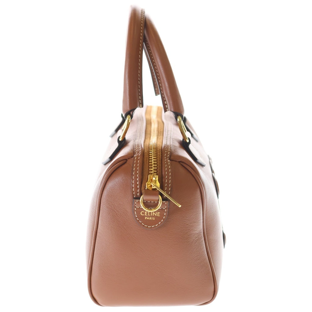 CELINE(セリーヌ) セリーヌ ミニボストンバッグ ハンドバッグ キュイル ショルダーバッグ 2WAYバッグ ブラウン レザー タン ブラウン ゴールド金具 レディース