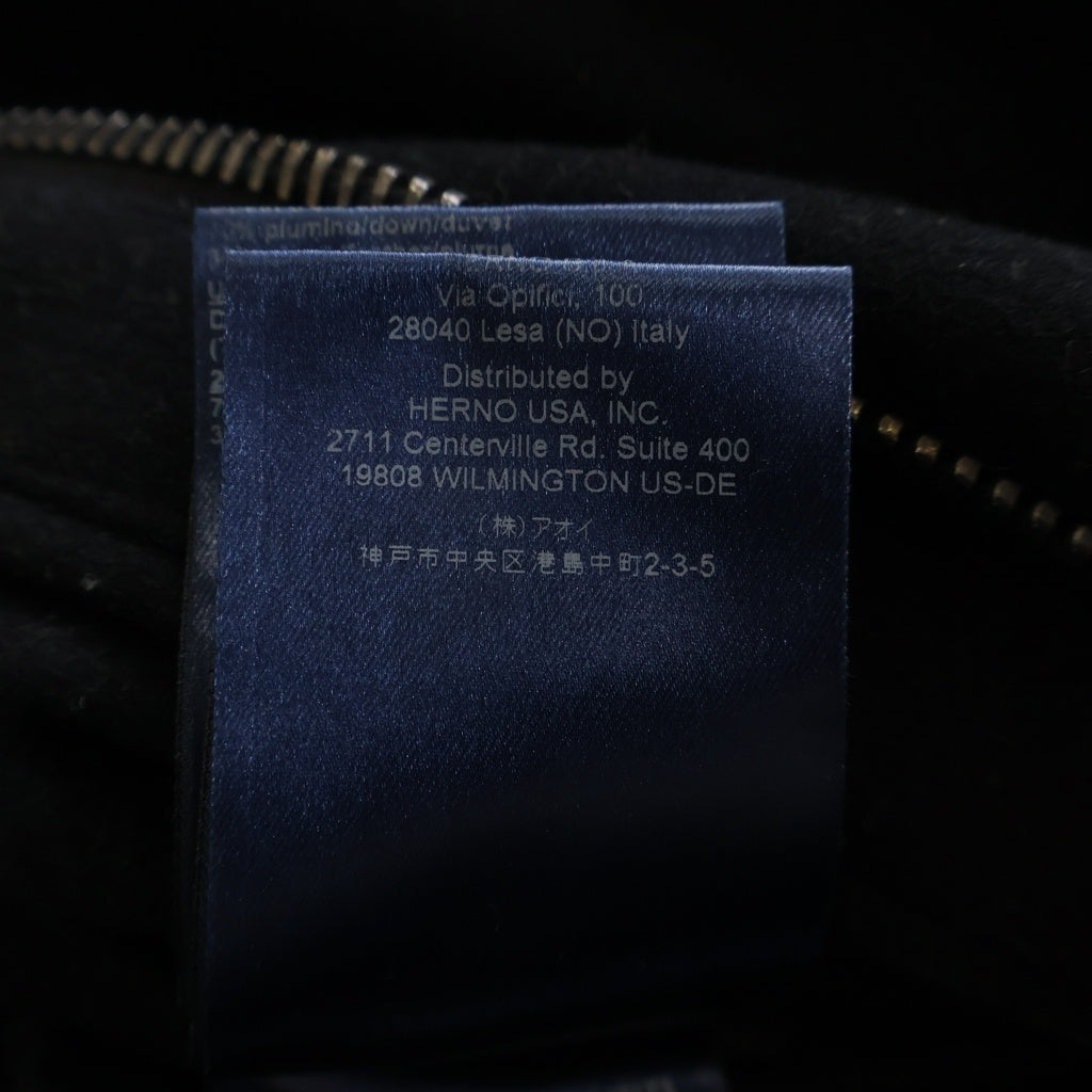 HERNO(ヘルノ) トグルボタン ダウン切り替え メルトンウール フーデッド ダッフルコート ジャケット ブラック レディース