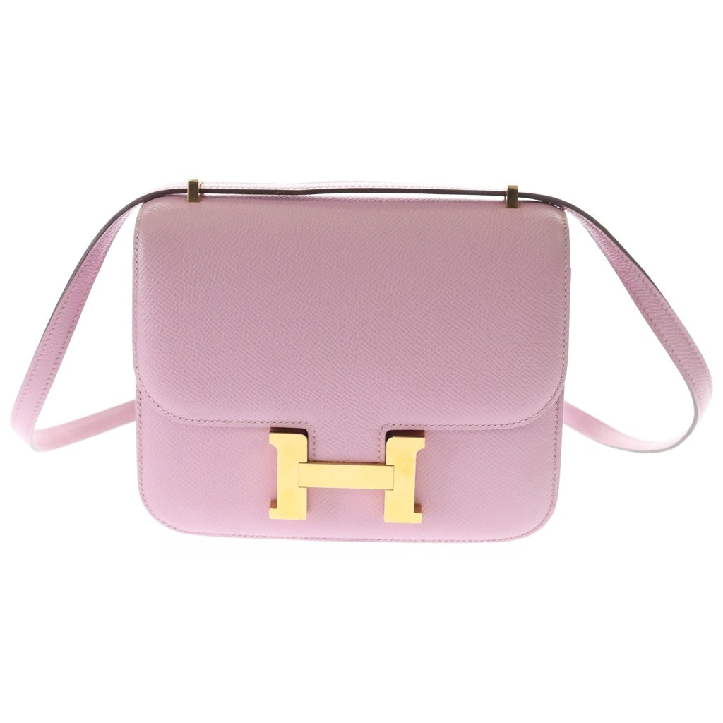 HERMES(エルメス) エルメス コンスタンスミニ モーヴシルベストル ヴォーエプソン ショルダーバッグ ミニバッグ ピンク レザー Z刻印 ゴールド金具 レディース