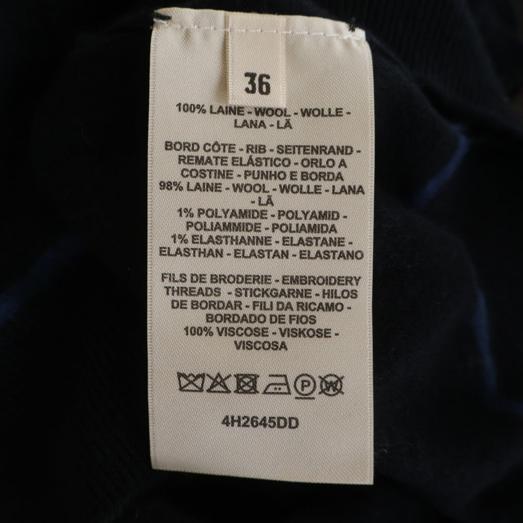 HERMES(エルメス) 24AW 馬具刺繍 ジャガード 半袖ニット セーター ネイビー レディース 4H2645DD