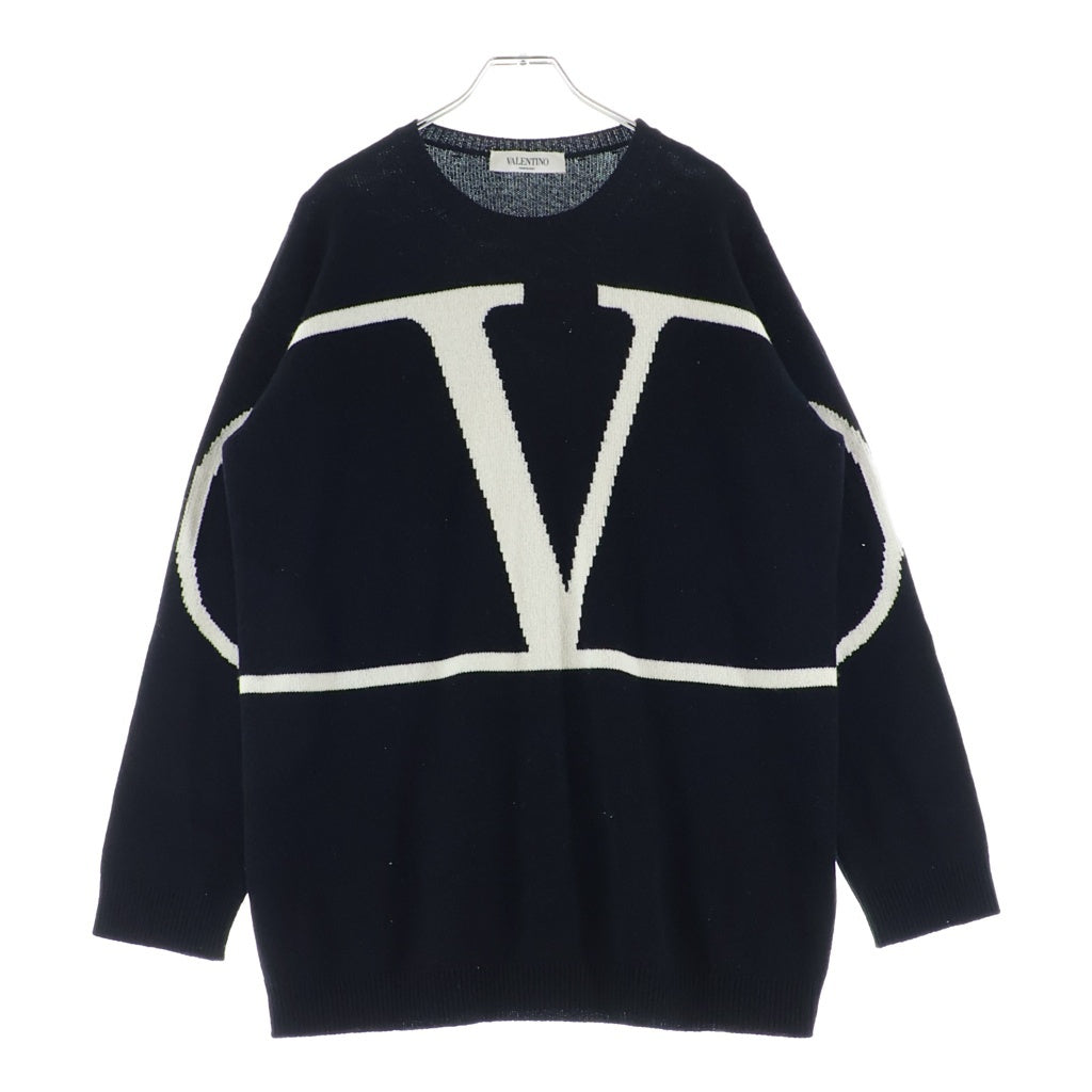 VALENTINO(ヴァレンティノ) ロゴカシミヤニット ブラック×ホワイト #M レディース