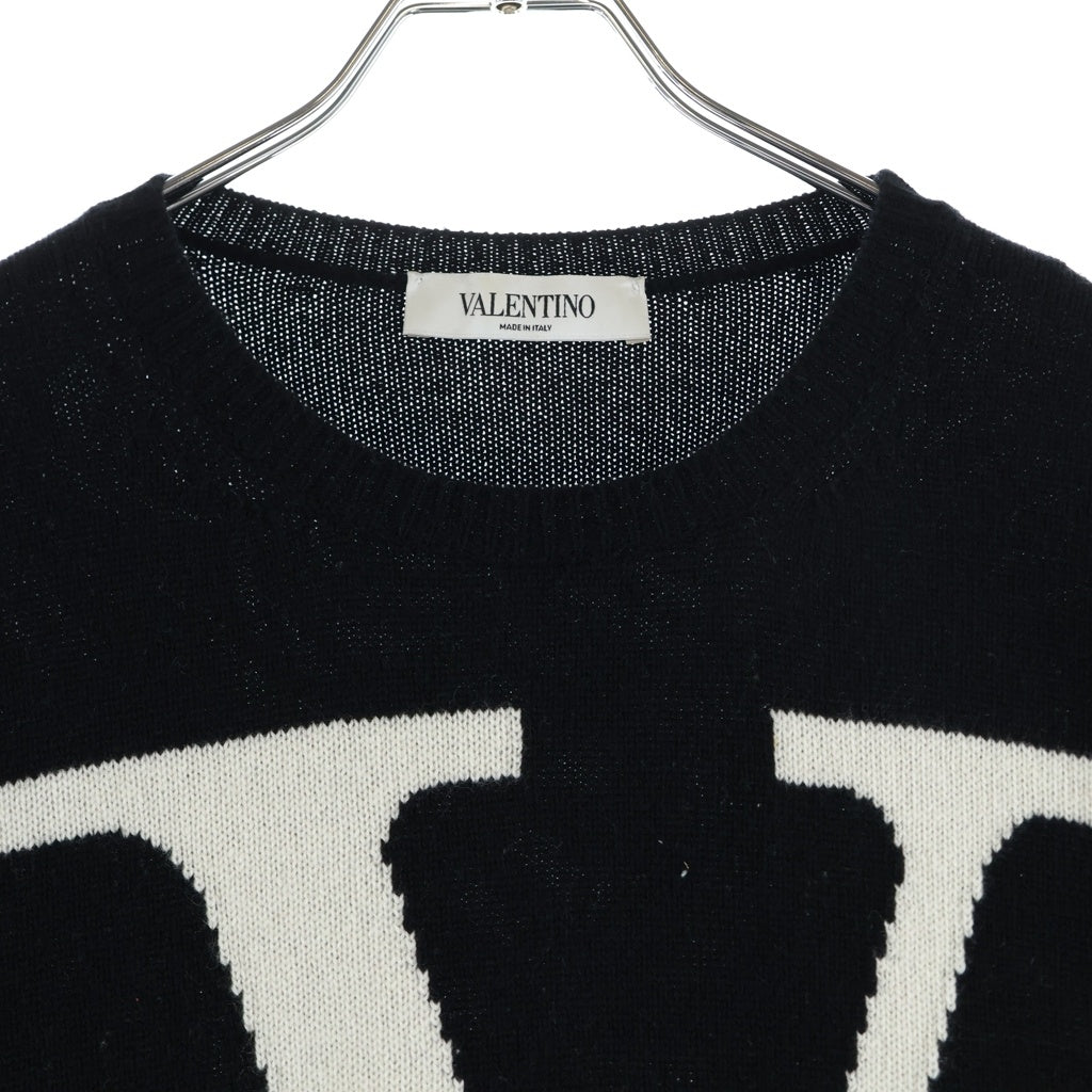 VALENTINO(ヴァレンティノ) ロゴカシミヤニット ブラック×ホワイト #M レディース