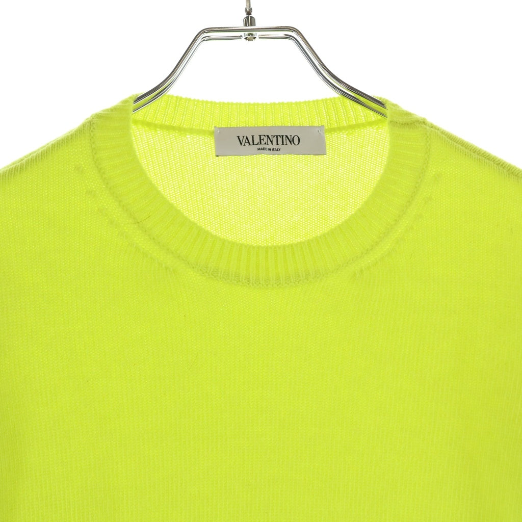 VALENTINO(ヴァレンティノ) フェザー装飾ニット ウールカシミヤ ライムグリーン #S レディース