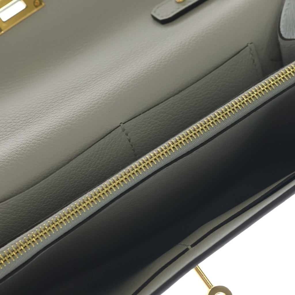 HERMES(エルメス) ケリーロングトゥーゴー グリパンタン エバーカラー ショルダーバッグ ミニバッグ ライトグレー レザー K刻印 ゴールド金具 レディース