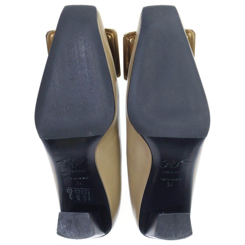Roger Vivier(ロジェヴィヴィエ) ヒールパンプス カーキブラウン ゴールド金具 #34 レディース