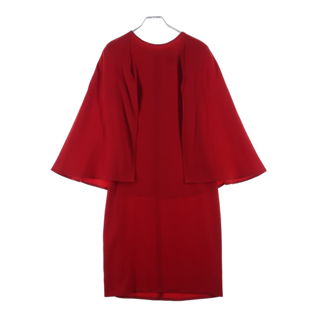TADASHI SHOJI(タダシショウジ) クルーネック ケープ付き ノースリーブ ワンピース ドレス レッド レディース ALG15080MJ