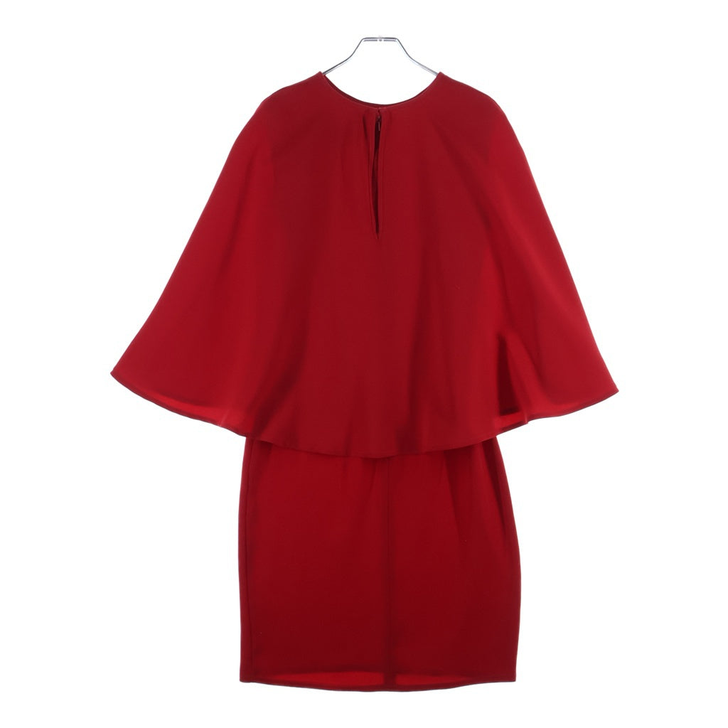 TADASHI SHOJI(タダシショウジ) クルーネック ケープ付き ノースリーブ ワンピース ドレス レッド レディース ALG15080MJ