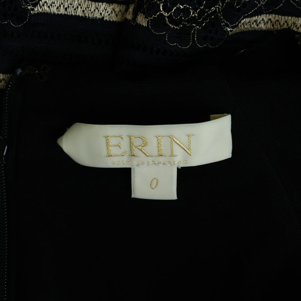 ERIN(エリン) ボーダー フラワー総柄レース ノースリーブ ワンピース ドレス ブラック レディース
