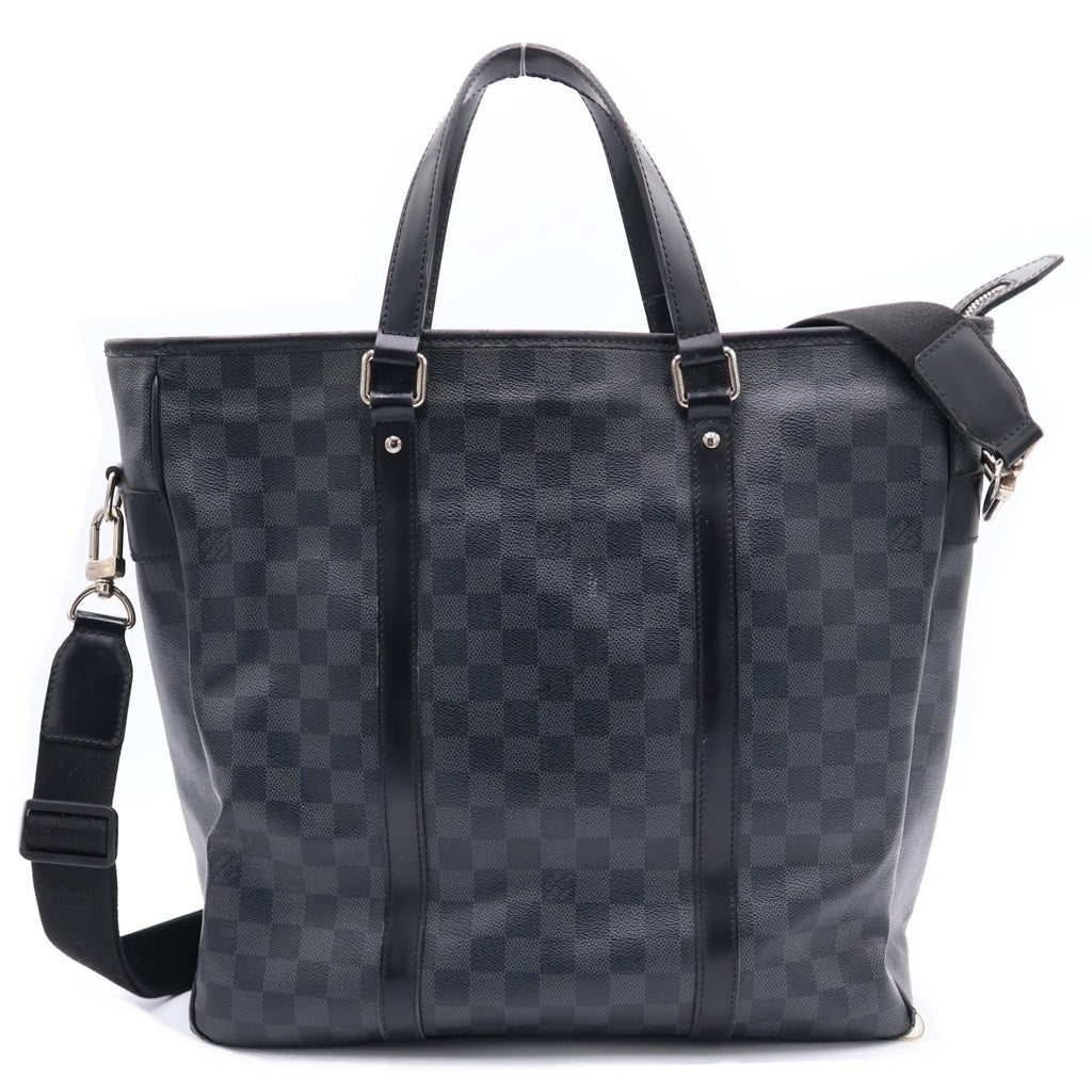LOUIS VUITTON(ルイヴィトン) ダミエグラフィット タダオ ショルダーバッグ トートバッグ ハンドバッグ ブラック レザー×PVC N51192 シルバー金具