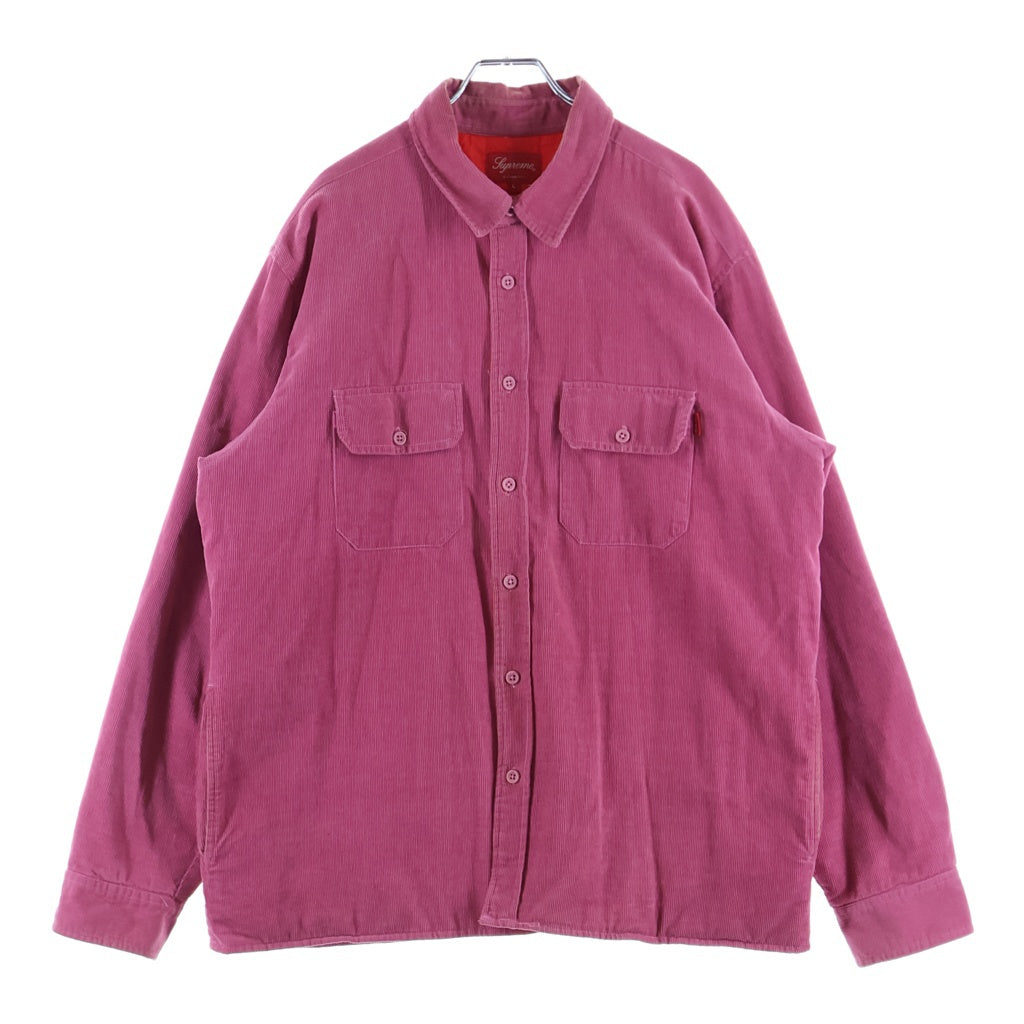 SUPREME(シュプリーム) 17AW Corduroy Qualited Shirt コーデュロイ キルテッド 長袖シャツ ピンク