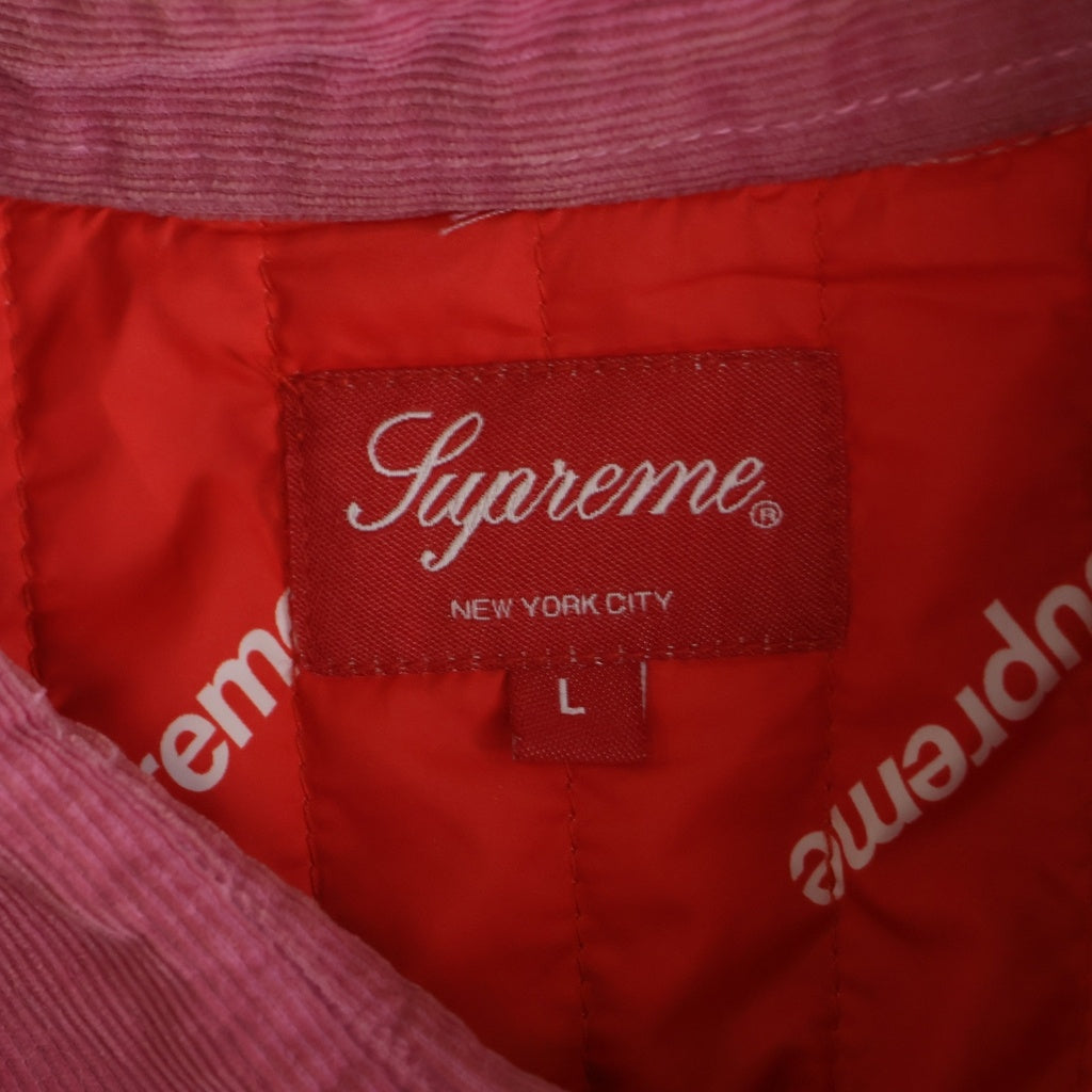 SUPREME(シュプリーム) 17AW Corduroy Qualited Shirt コーデュロイ キルテッド 長袖シャツ ピンク
