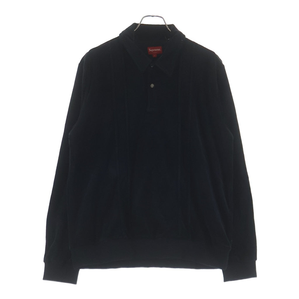 SUPREME(シュプリーム) 17AW Velour L/S Polo ベロア ロングスリーブ 長袖 ポロシャツ ブラック