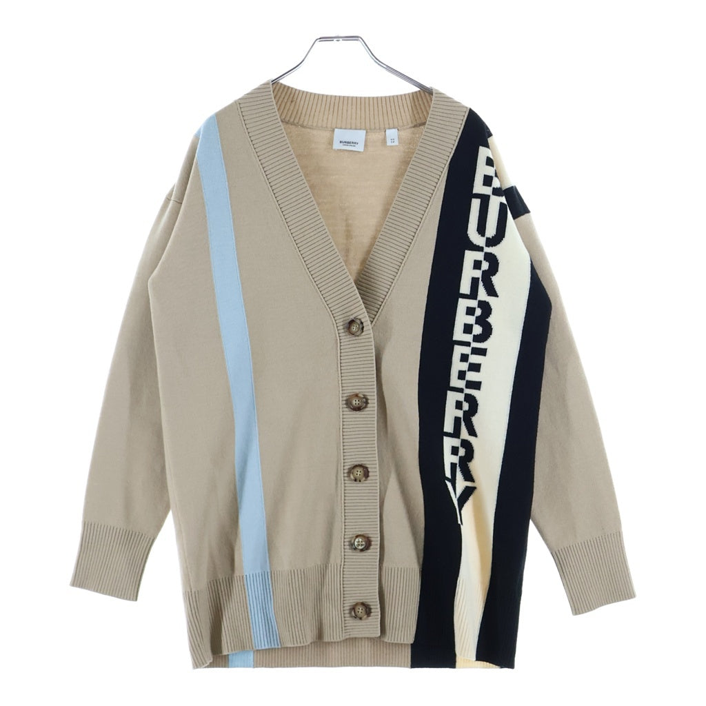 BURBERRY(バーバリー) ロゴジャガード ストライプ ウール ニット カーディガン ベージュ 8039184 レディース