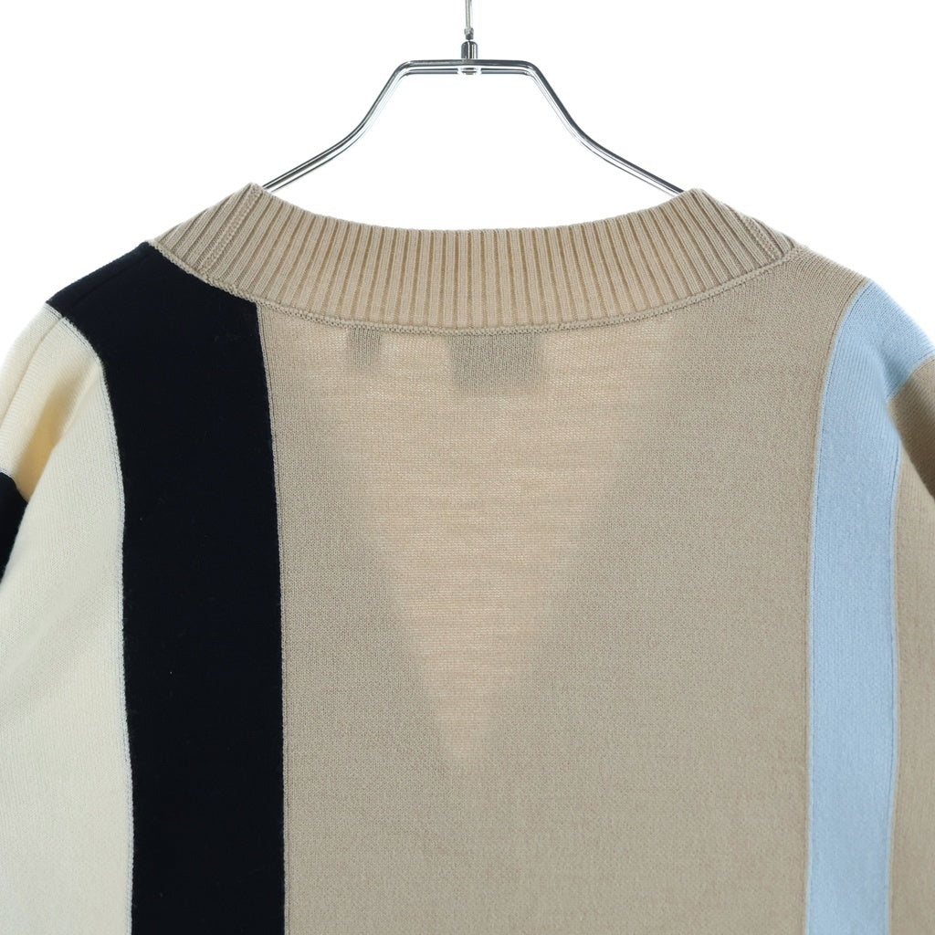 BURBERRY(バーバリー) ロゴジャガード ストライプ ウール ニット カーディガン ベージュ 8039184 レディース