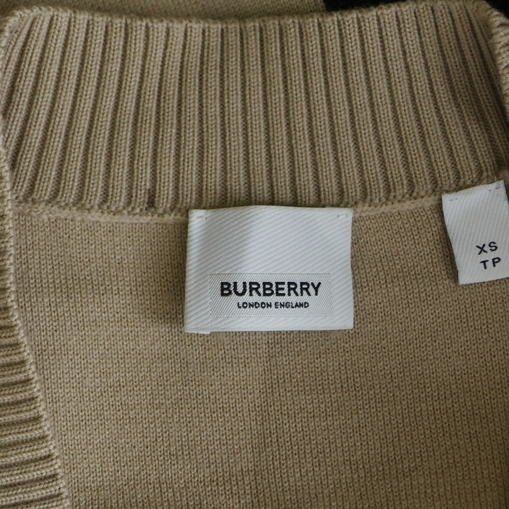 BURBERRY(バーバリー) ロゴジャガード ストライプ ウール ニット カーディガン ベージュ 8039184 レディース