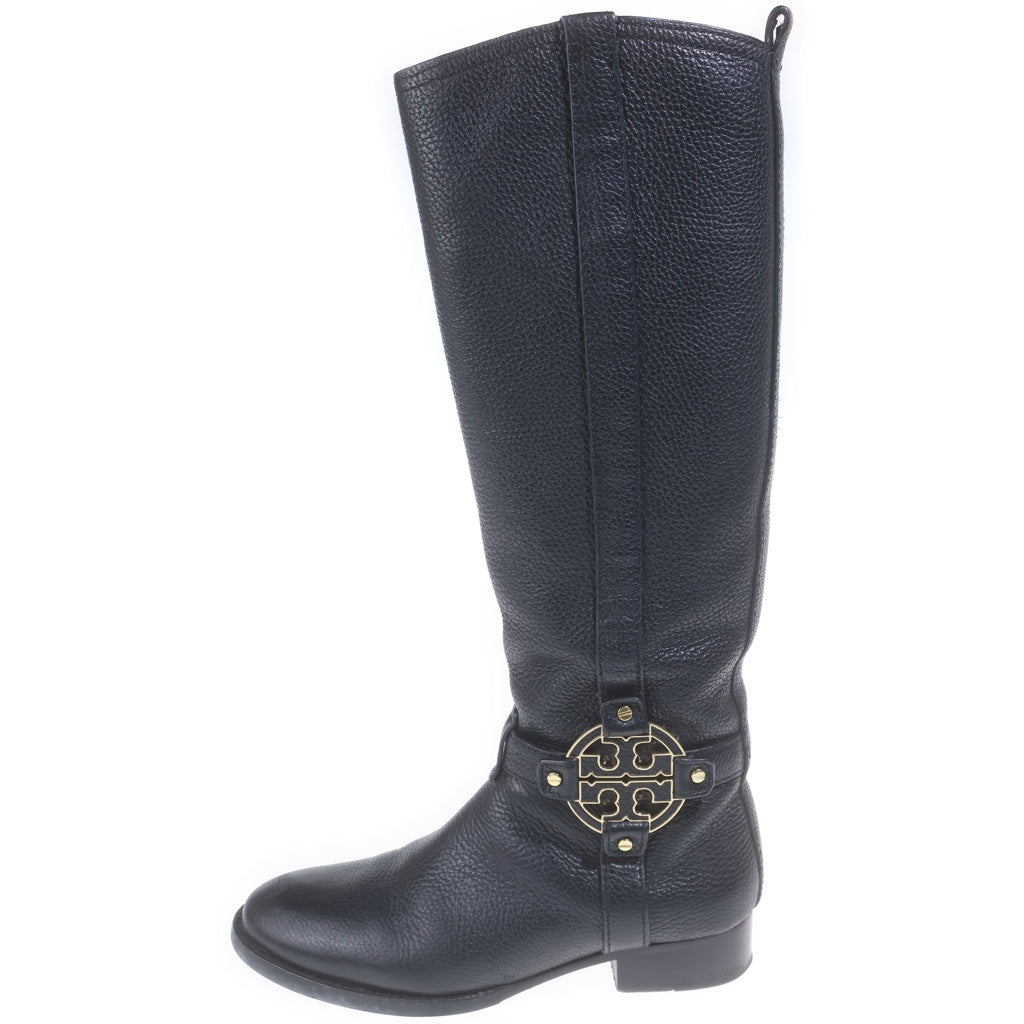 TORY BURCH(トリー バーチ) アマンダ トール ライディング ロゴプレート レザー サイドジップ ロング ブーツ 31128372 レディース