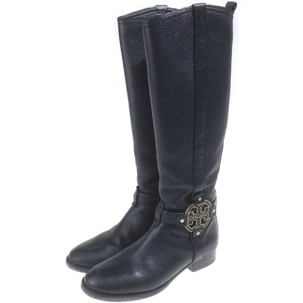 TORY BURCH(トリー バーチ) アマンダ トール ライディング ロゴプレート レザー サイドジップ ロング ブーツ 31128372 レディース