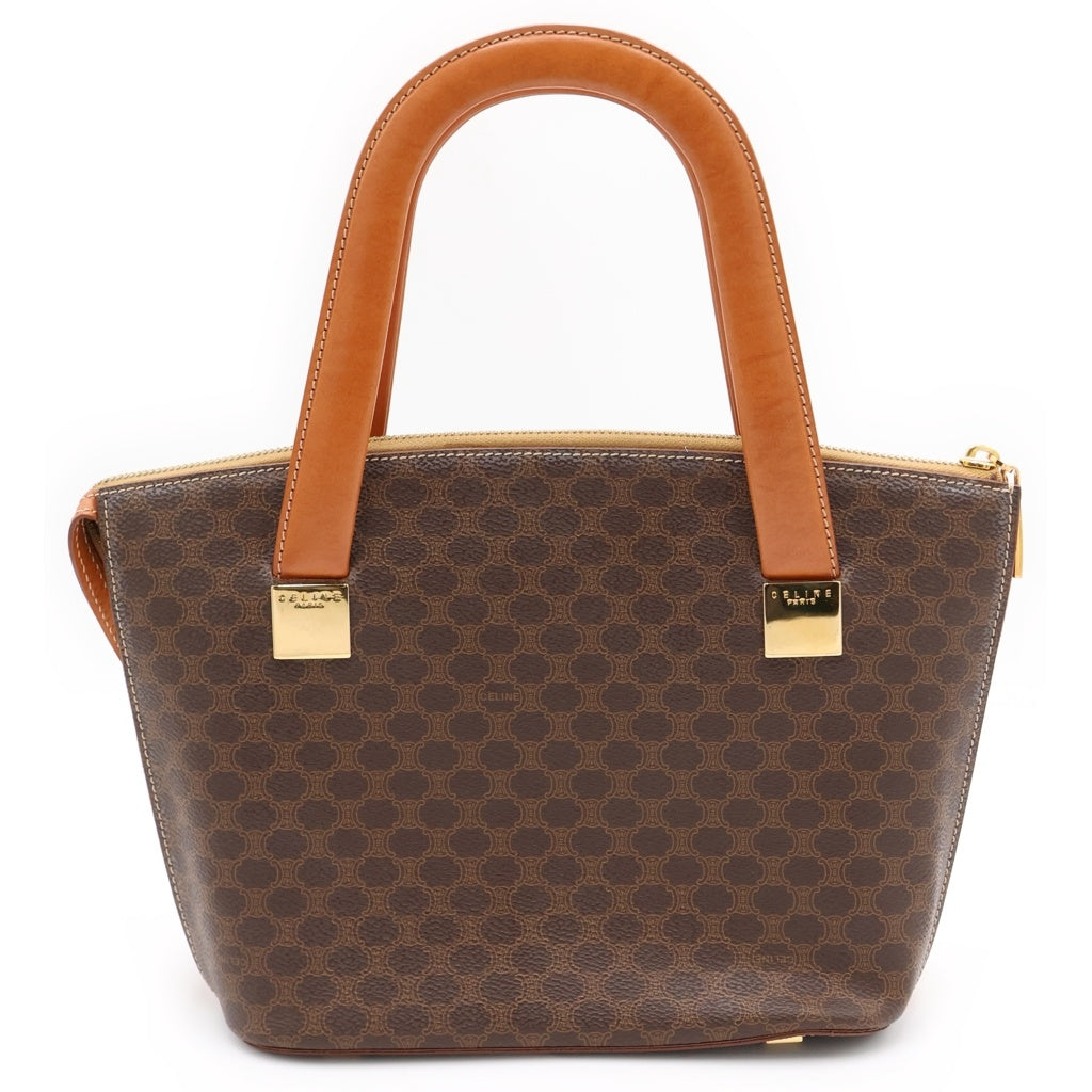 CELINE】ハンドバッグ マカダム柄 ゴールド金具 PVC ダークブラウン