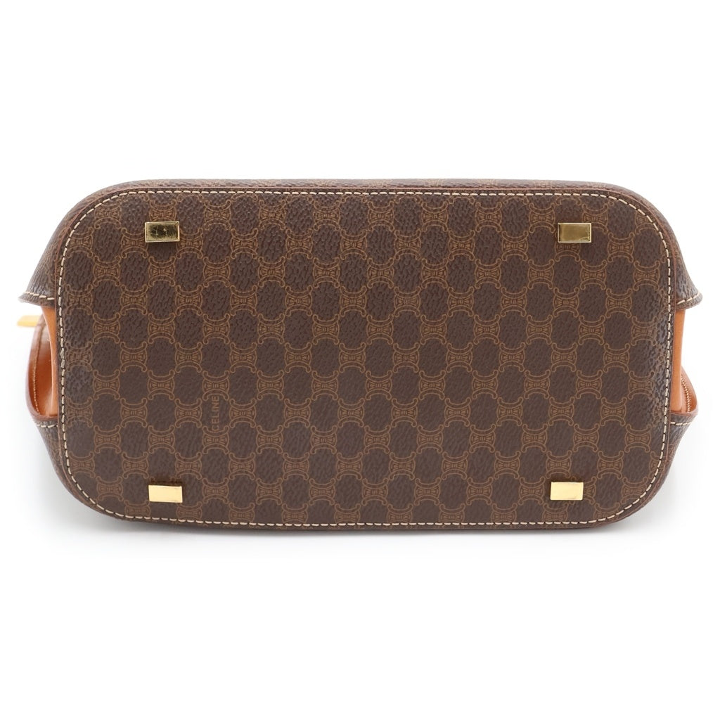 CELINE(セリーヌ) マカダム ハンドバッグ ミニトートバッグ ブラウン PVC×レザー ゴールド金具 レディース