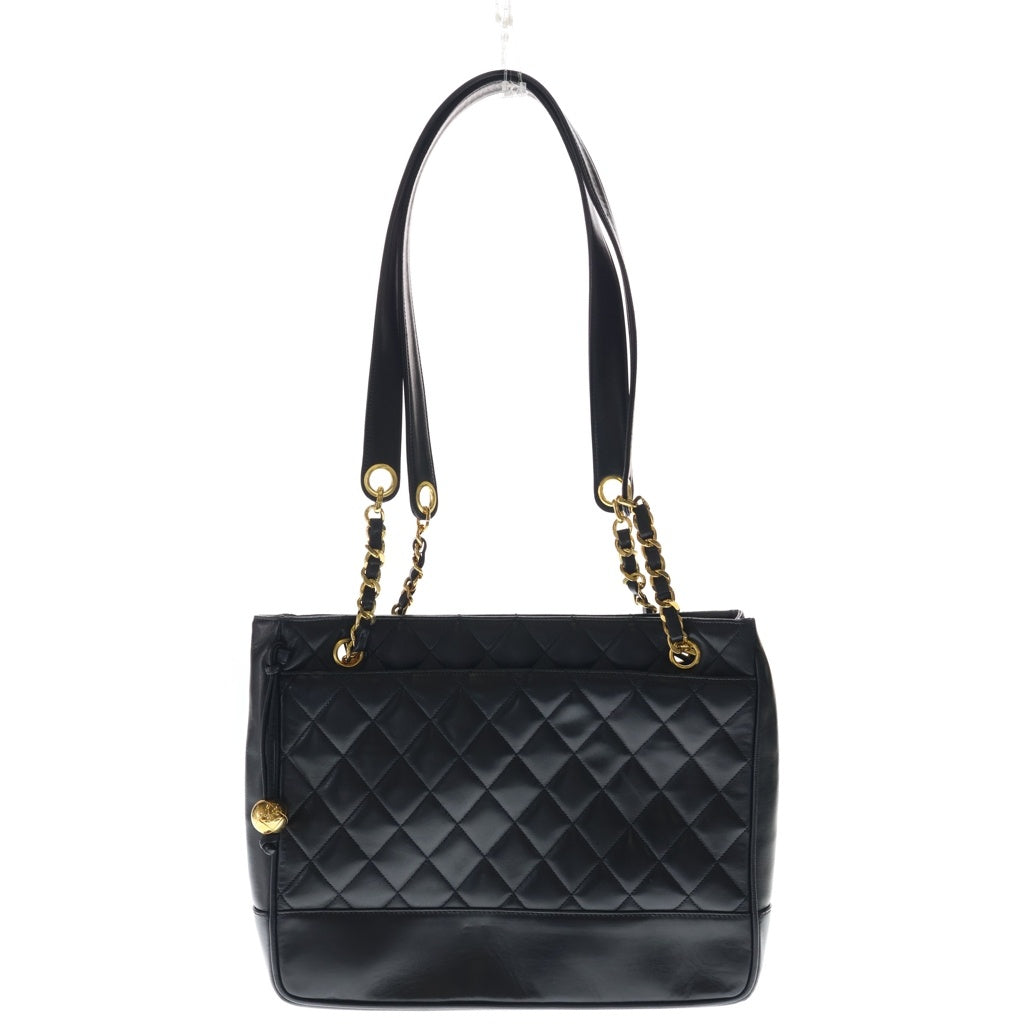 CHANEL(シャネル) マトラッセ ラムスキン レザー ココボール チェーン トートバッグ ゴールド金具 ブラック 2番台 レディース