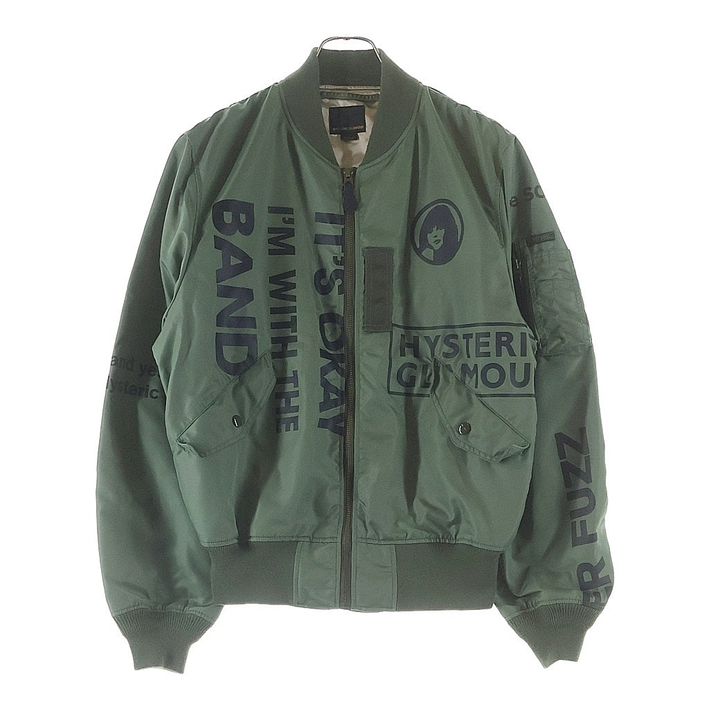 HYSTERIC GLAMOUR(ヒステリックグラマー) ロゴスクラッチ MA-1 ブルゾン グリーン カーキ ナイロン #M