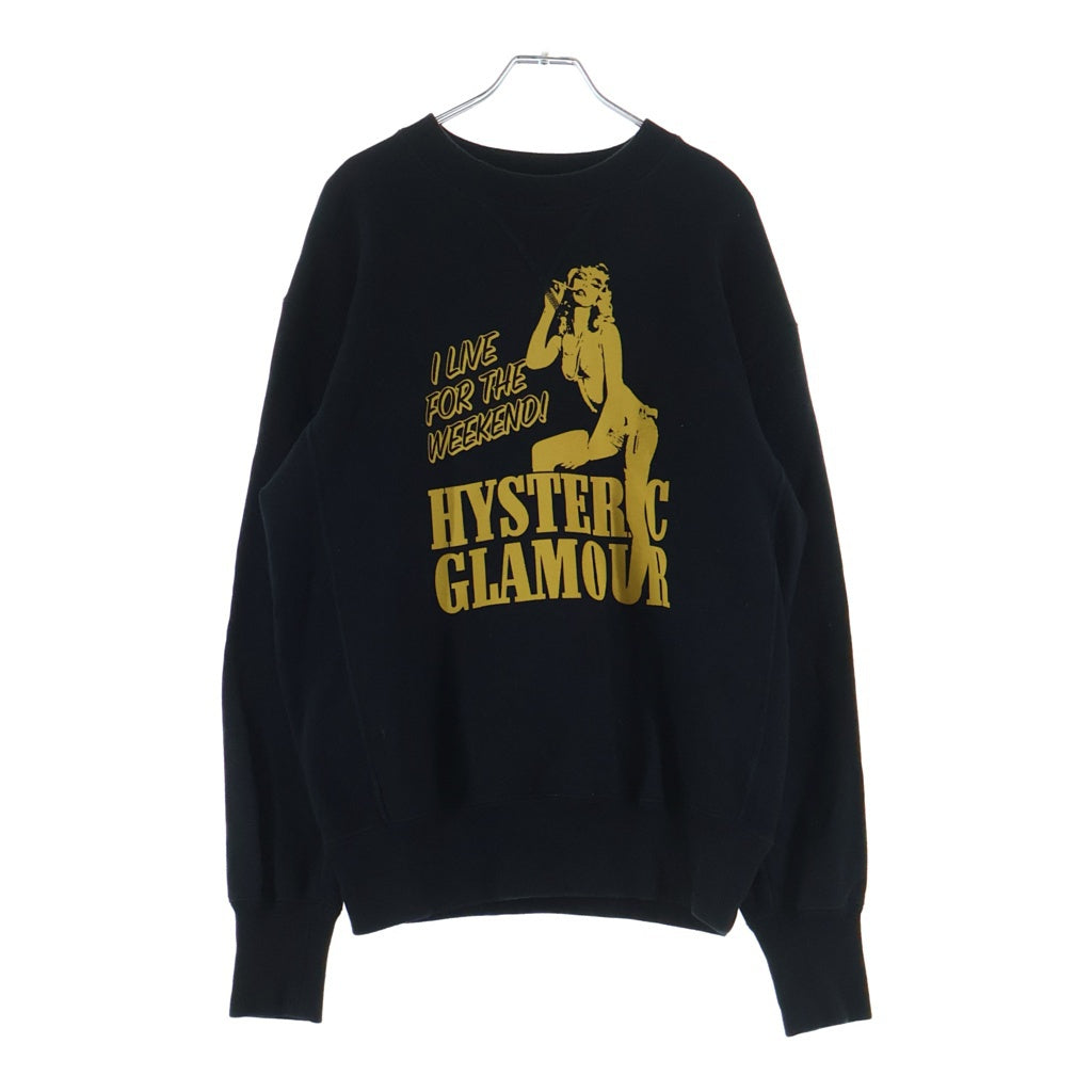 HYSTERIC GLAMOUR(ヒステリックグラマー) ヒスガールプリント スウェット ブラック コットン #S