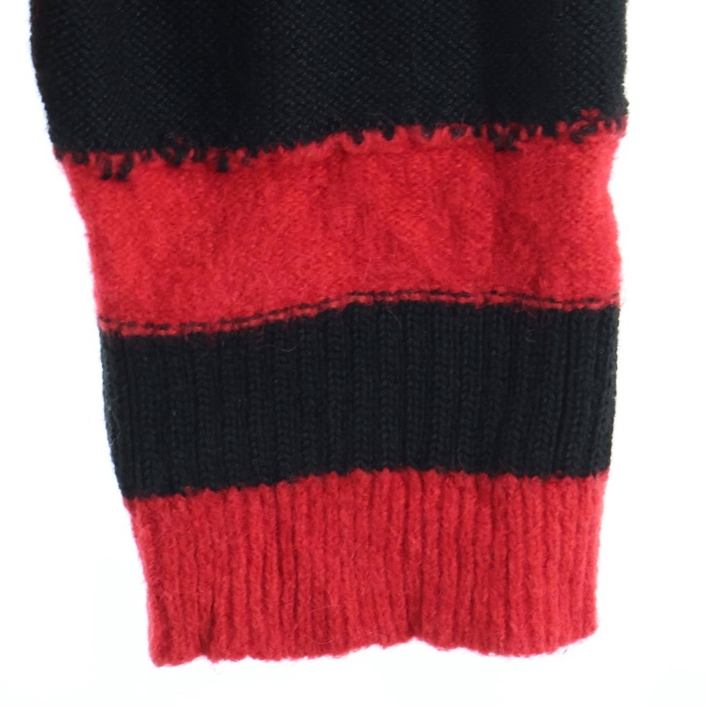DIESEL(ディーゼル) アルパカ混 ボーダーニット ブラック×レッド アクリルウール #XXL