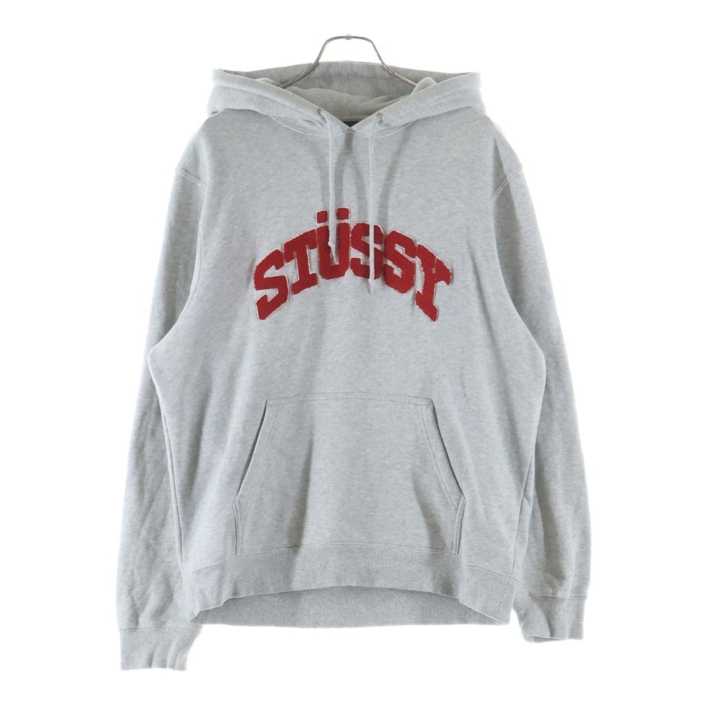 STUSSY(ステューシー) パイルアーチロゴ プルオーバーパーカー フーディー グレー #M