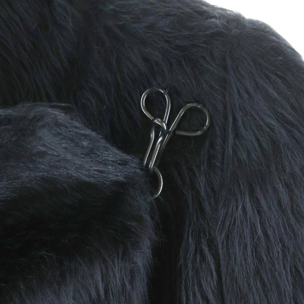 ANN DEMEULEMEESTER(アンドゥムルメステール) アルパカウール ファー フックデザイン ショートジャケット ブラック レディース